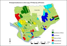 Plan showing principal landowners in Lang survey